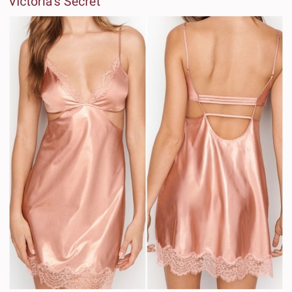 VICTORIA’S SECRET pink shimmering chemise lingerie women’s size XS NWT